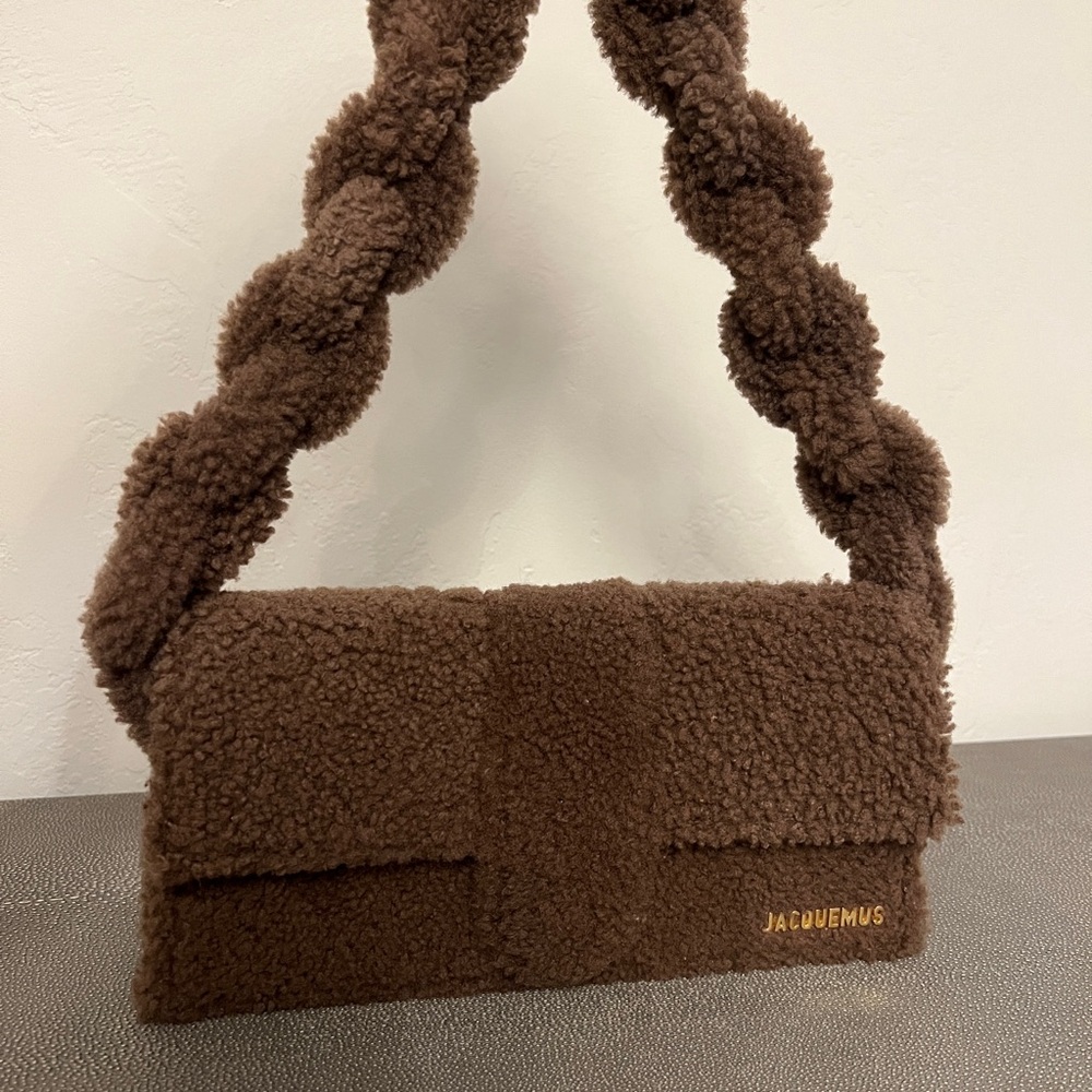 Jacquemus Brown Shearling Le Bambidou Shoulder Bag NEW